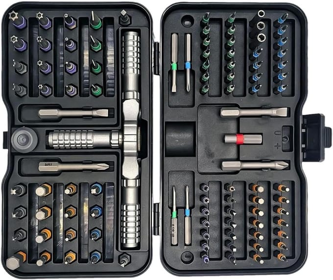 Ratel Schroevendraaier - Precisie Tool - Reparatie Thuis - Magnetische Grip - 105 Delig - Grijs