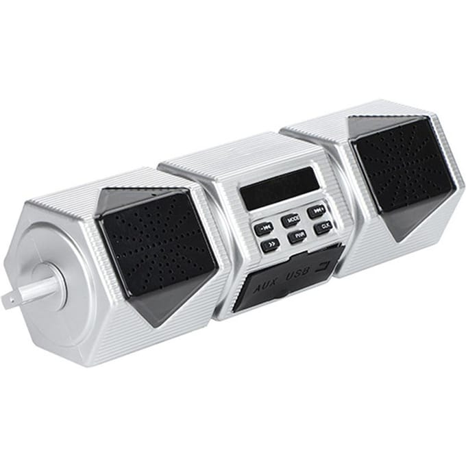 Motorfiets Stereo Speaker BT Stuurbevestiging MP3 Speler of Versterker Systeem Waterdichte Ondersteuning zilver