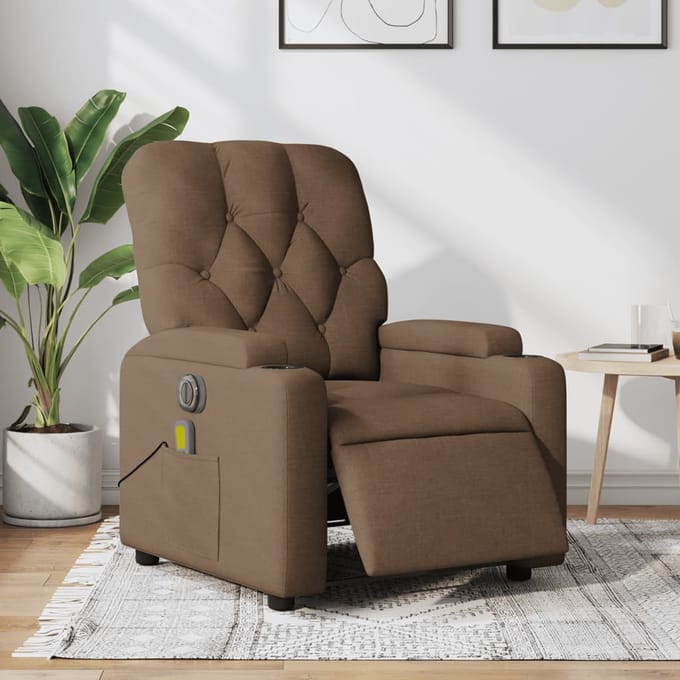 vidaXL - Massagestoel - elektrisch - verstelbaar - stof - bruin