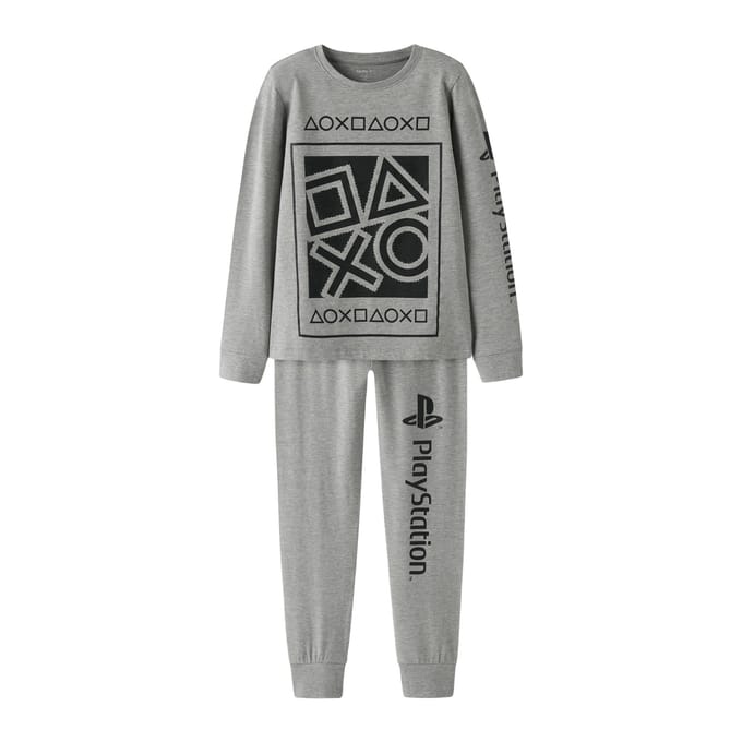 Name It Jongens Lange Pyjama Set NKMOLYMPOS Playstation Print Grijs - Maat 122/128