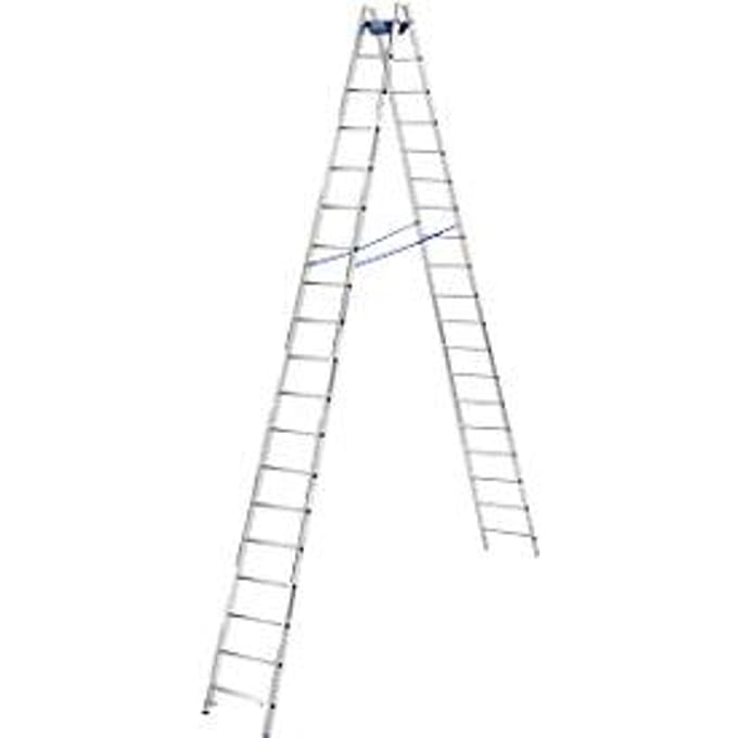 Dubbele trapladder, 2 x 18 sporten, + toolbag GRATIS