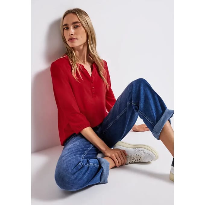 Shirt met gespleten hals