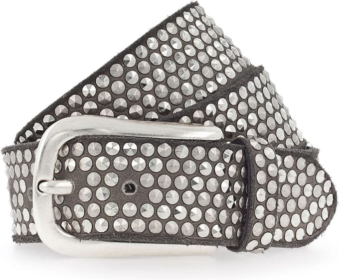 b.belt Leren riem Zoe Silver Stud Belt W105 Taupe