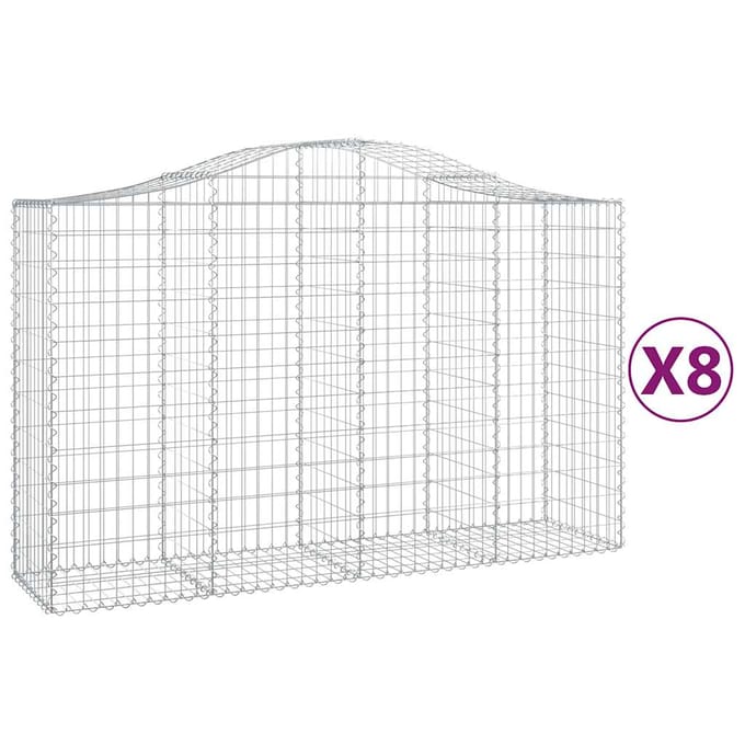 vidaXL - Schanskorven - 8 - st - gewelfd - 200x50x120/140 - cm - ijzer