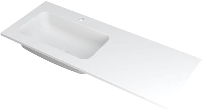 INK Faktor Wastafel Polystone Links met 1 Kraangat - 1200x450x15 mm - Mat Wit