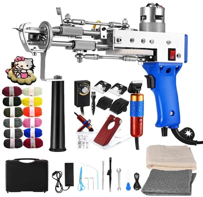 Pimstor - Electrisch Tuftpistool - met Trimmer - snij & krul modus - snelheid instelbaar - complete set om direct te beginnen met Tuften!