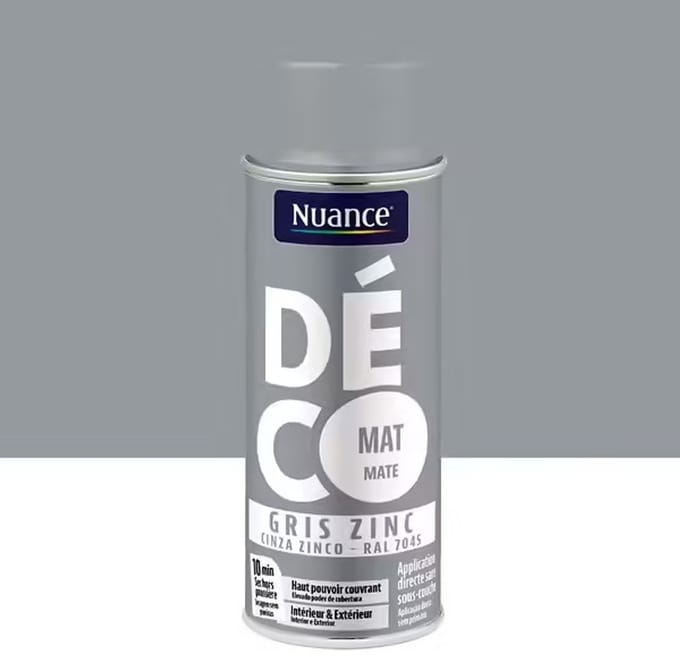 Nuance - Zinklook spuitbus - Deco Zinc Spray - 400 ml - grijs, sneldrogend