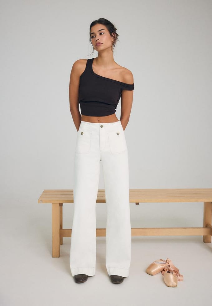 Stradivarius D77 minimalistische jeans met zakken  Vanille 44