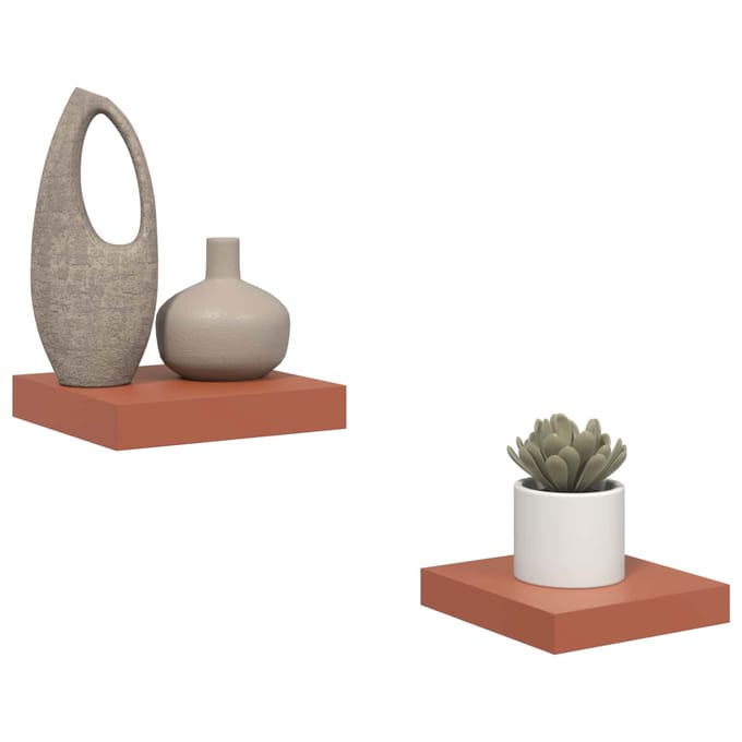 vidaXL - Wandplank - 2 - st - Rood - 23 - x - 23,5 - x - 3,8 - cm - Bewerkt - hout