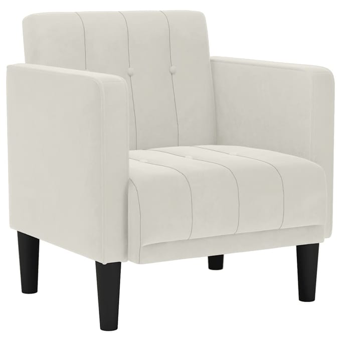 vidaXL - Fauteuil - met - armleuningen - crème - 53 - cm - fluweel