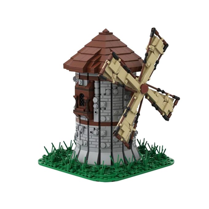 Gobricks MOC Middeleeuwse Windmolen Bakstenen Stad Stad Retro Huis Straatbeeld Bouwstenen Set Speelgoed Ideaal Voor Kinderen Cadeaus black