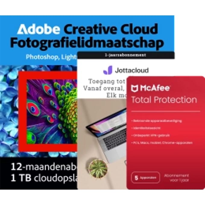 Adobe Photography Plan 1000 GB cloudopslag | 1 Jaar + McAfee Total Protection | 5 Apparaten