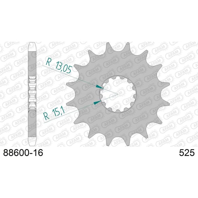 Stalen motortandwiel voor Afam 525 16 dents