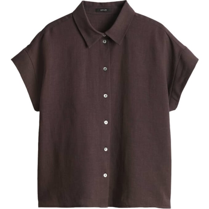 Blouse met linnen en overhemdkraag model 'Falvia'