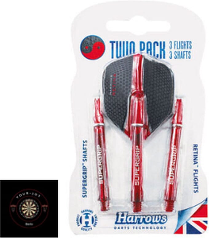 Harrows Twin Pack Dart Flight/Shafts - Red -.