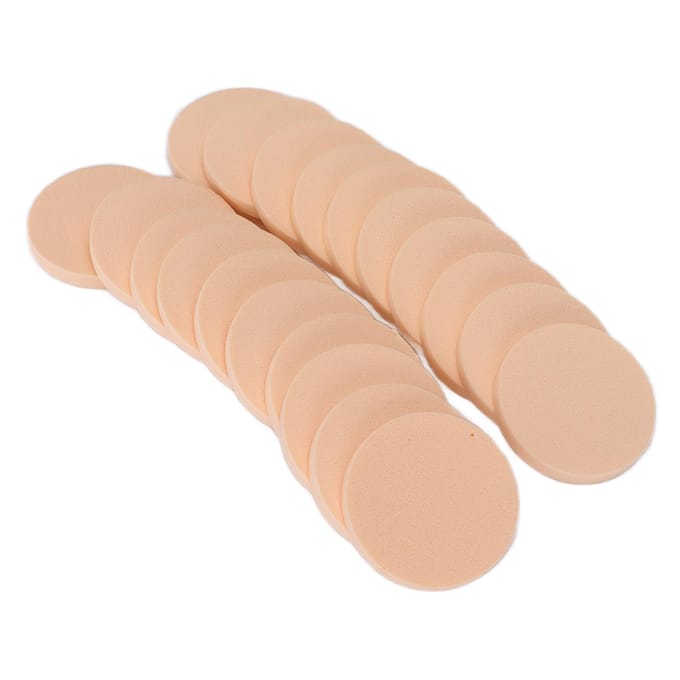 20 STUKS Ronde Make-up Spons Droog en Nat Dubbel Gebruik Herbruikbaar Antibacterieel Rond Poederkwastje voor Make-up beige