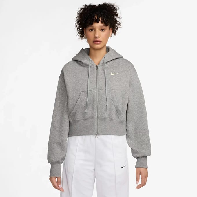 Korte, ruime hoodie met rits voor vrouwen Nike Phoenix