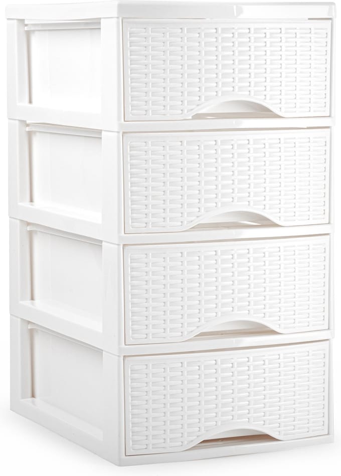 Plasticforte Ladeblokje/bureau organizer met 4x lades - wit - L24 x B18 x H34 cm