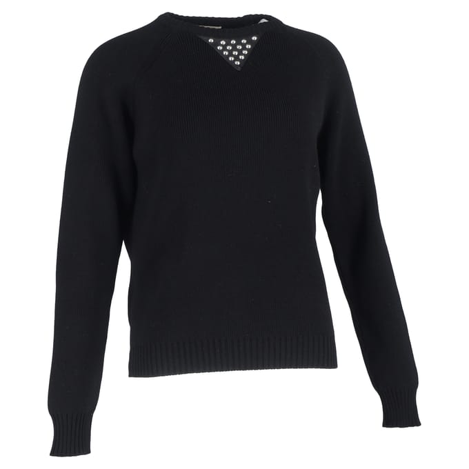 Saint Laurent trui met studs in zwarte wol