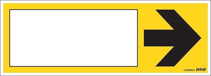 Pickup bord 33x12 cm - geel met pijl