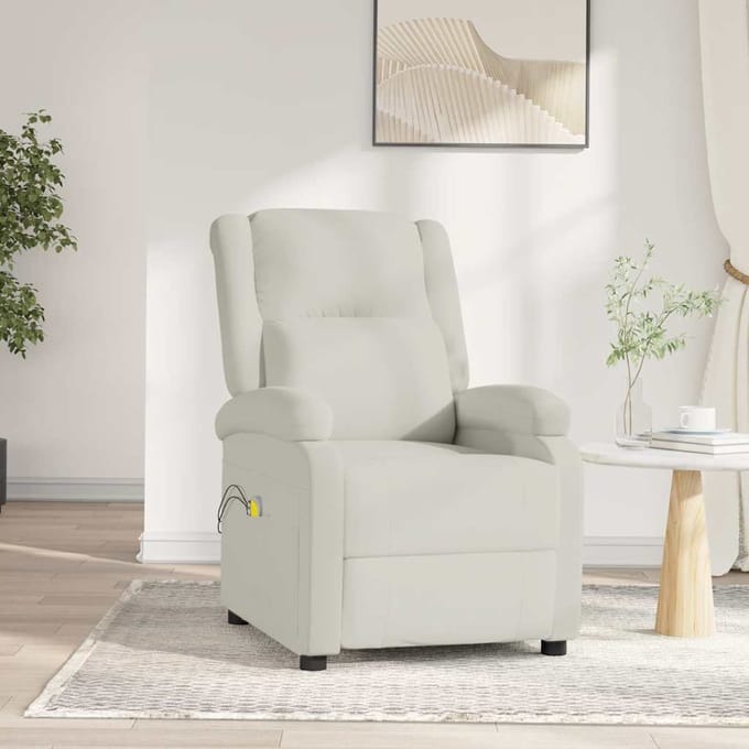 vidaXL - Massagestoel - elektrisch - fluweel - crèmekleurig