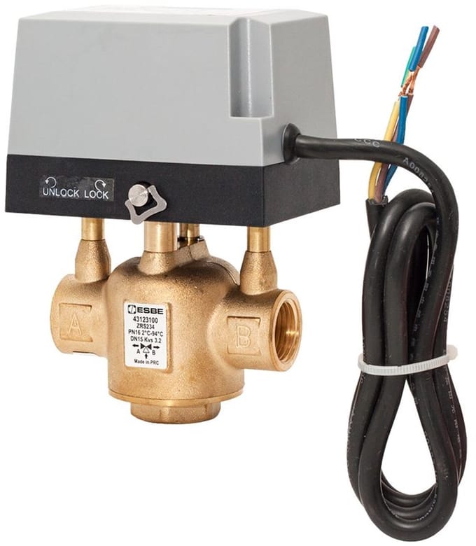ESBE 3-weg zoneventiel ZRS234, DN20, Kvs4.6, G3/4", 230VAC, 2-Pkt., 43123200