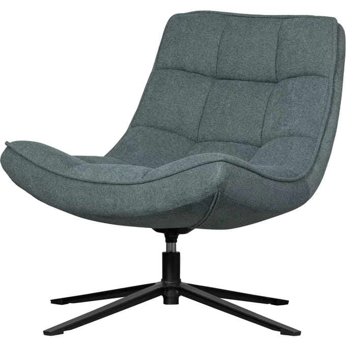WOOOD Maudi Draaifauteuil - Polyester - Blue Stone - 84x74x86