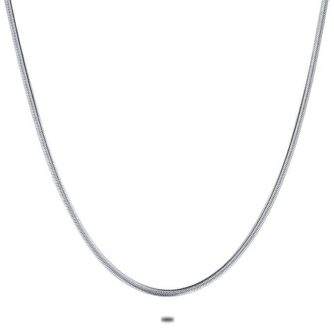 Twice As Nice Halsketting in edelstaal, platte slang, 4 mm 40cm+5cm