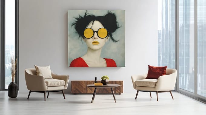 Canvas Schilderij - Vrouw Portret - Abstract - Kunst - Modern - 40x40x2 cm