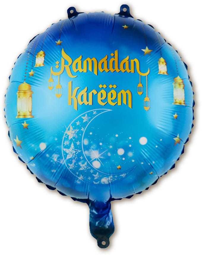 Q2P - Ramadan Decoratie - Ballon - Eid Mubarak - Feest Versiering - Islam - Helium Ballonnen - Blauw