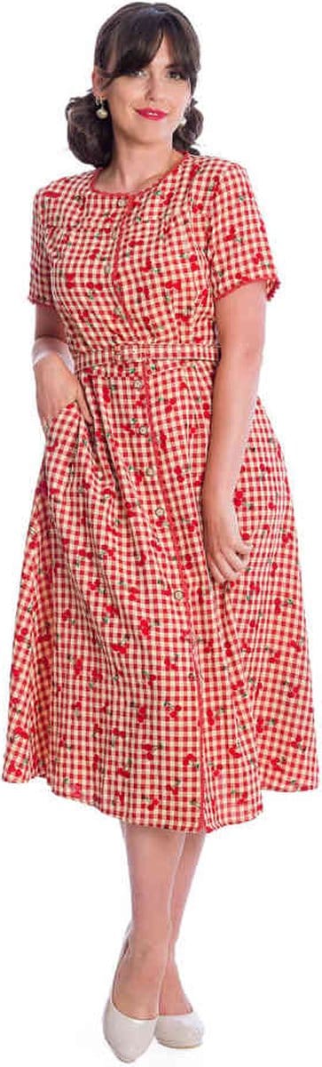 Banned - CHERRY AMORE Flare jurk - 3XL - Rood