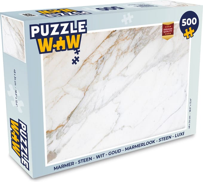 Puzzel Marmer - Steen - Wit - Goud - Marmerlook - Steen - Luxe - Legpuzzel - Puzzel 500 stukjes