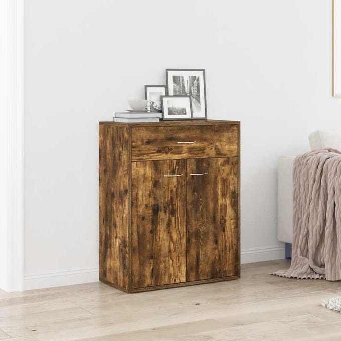vidaXL - Dressoir - 60x30x75 - cm - bewerkt - hout - gerookt - eikenkleurig