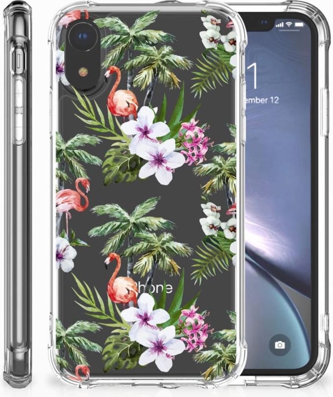 Apple iPhone Xr Case Anti-shock Flamingo Palms