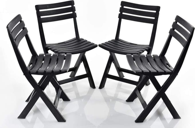 Relaxwonen - 4 tuinstoelen - antraciet - inklapbaar