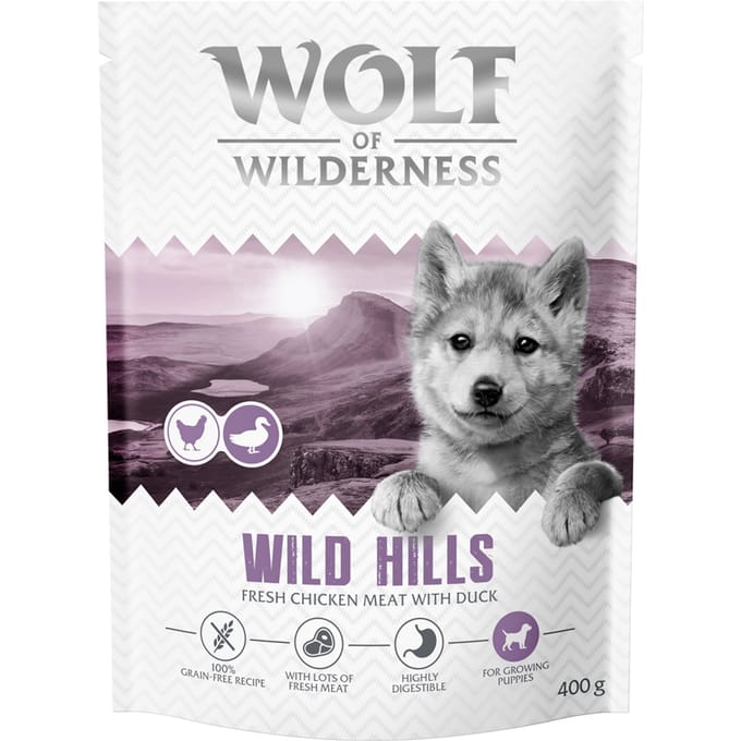 Wolf of Wilderness Junior "Wild Hills" Eend - graanvrij - 400 g: Nieuw Recept