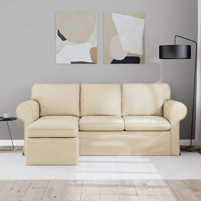 vidaXL - Bank - Crème - 195 - x - 138 - x - 80 - cm - Stof