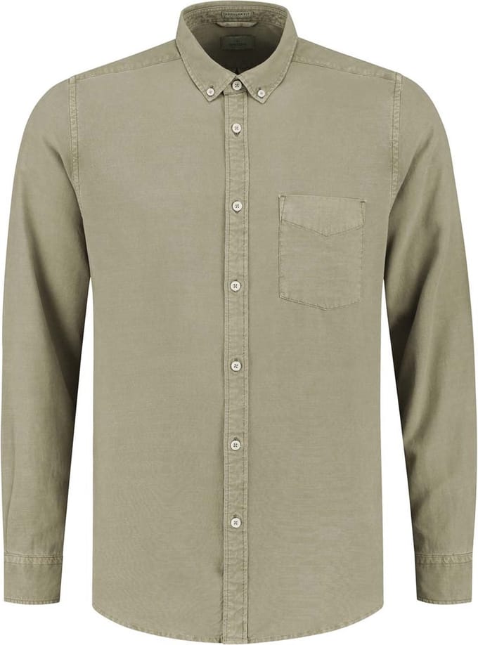 Dstrezzed Shirt Button Down Tencel - met lange mouwen - Heren Groen - Maat S