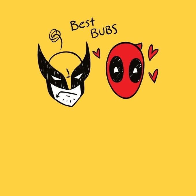 Deadpool & Wolverine Best Bubs Scribble Unisex T-Shirt - Yellow - S