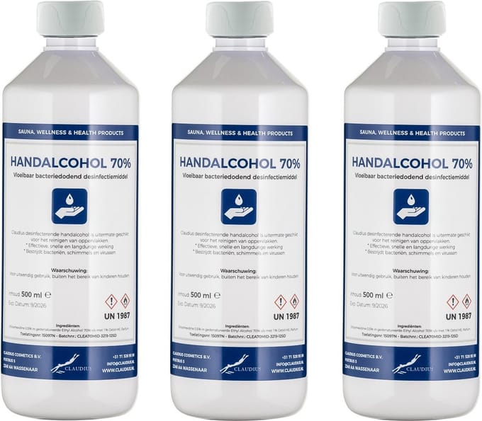 Handalcohol spray 70% - 500 ml met dop - set van 3 stuks