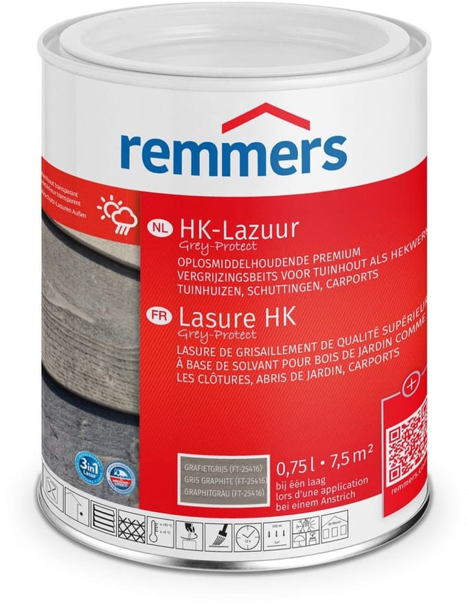 Remmers HK-Lazuur 3in1 - Grafietgrijs - 2.5 liter
