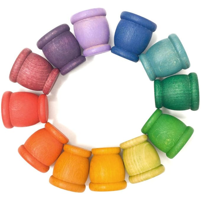 Grapat regenboog kuipjes mates 12 stks 10 mnd+