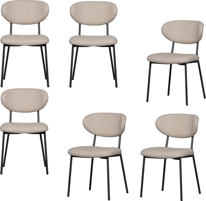 WOOOD Kjeld Eetkamerstoelen - Polyester - Naturel - Set van 6