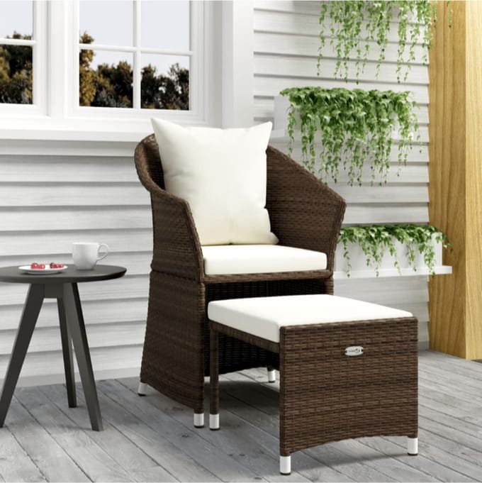 2-delige Loungeset met kussens poly rattan grijs