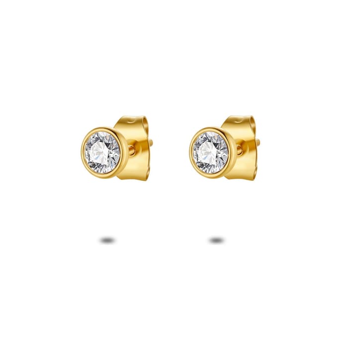 Twice As Nice Oorbellen in goudkleurig edelstaal, kristal 4 mm