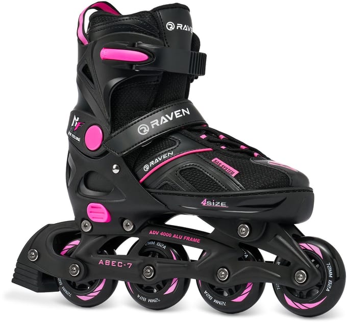 RAVEN Pulse Verstelbare Skeelers 33-36 Zwart/Fuchsia