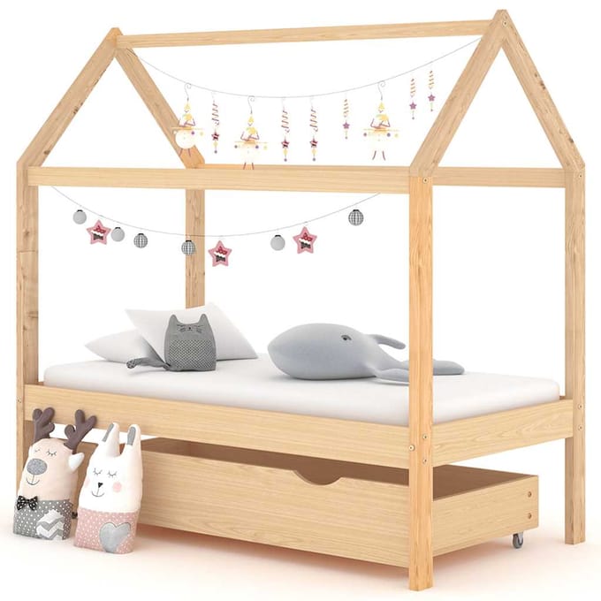 vidaXL - Kinderbedframe - met - lade - massief - grenenhout - 70x140 - cm