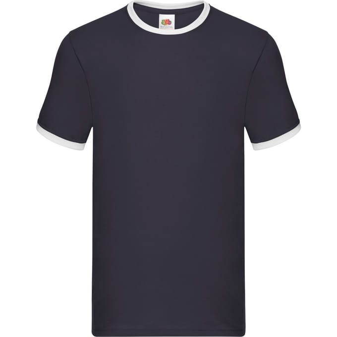 Fruit of the Loom Heren Ringer T-Shirt (Marine / Wit)