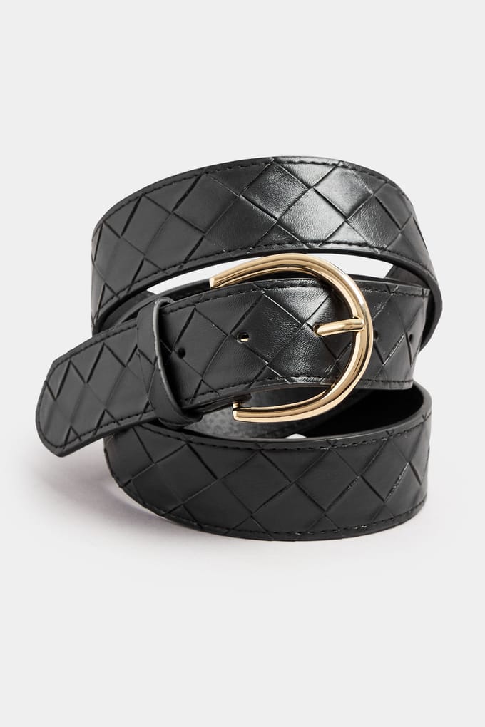 Yours Geweven Riem Met Gesp In Zwart/Goudsize 42-44