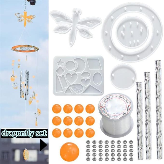 Moule en résine époxy pour carillons éoliens, 6 Styles, pour ornement, bricolage dragonfly set white